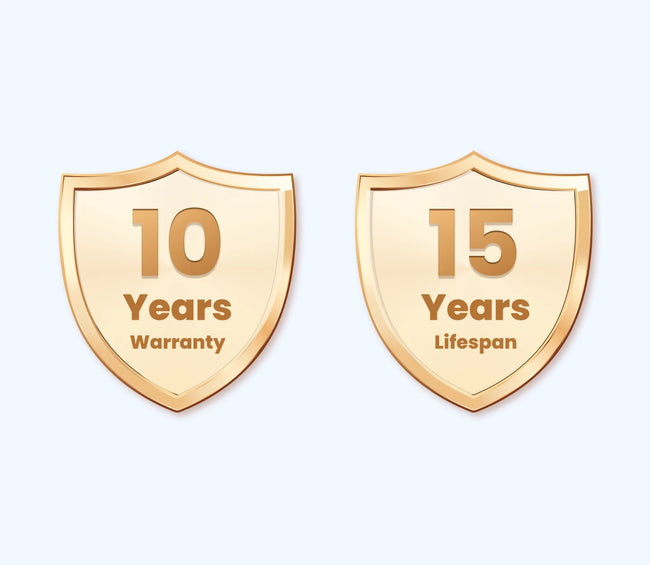 10-Year Warranty. Designed for 15-Year Use