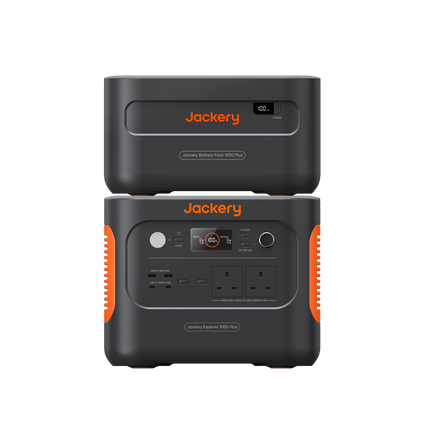 Jackery 1kWh Explorer 1000 Plus with an 1kWh expansion Battery stacked to 2kWh