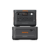 Jackery portable power station stack showing the front and back of the Jackery Explorer 1000 Plus v2 and Battery Pack 2000 Plus v2 on a solid white background.