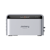 Jackery SolarVault 3 Pro solar battery in a silver and black metallic finish, shown from the front on a solid white background.