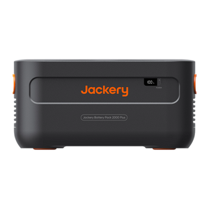 Jackery battery pack 2000 Plus with orange accents on a white background