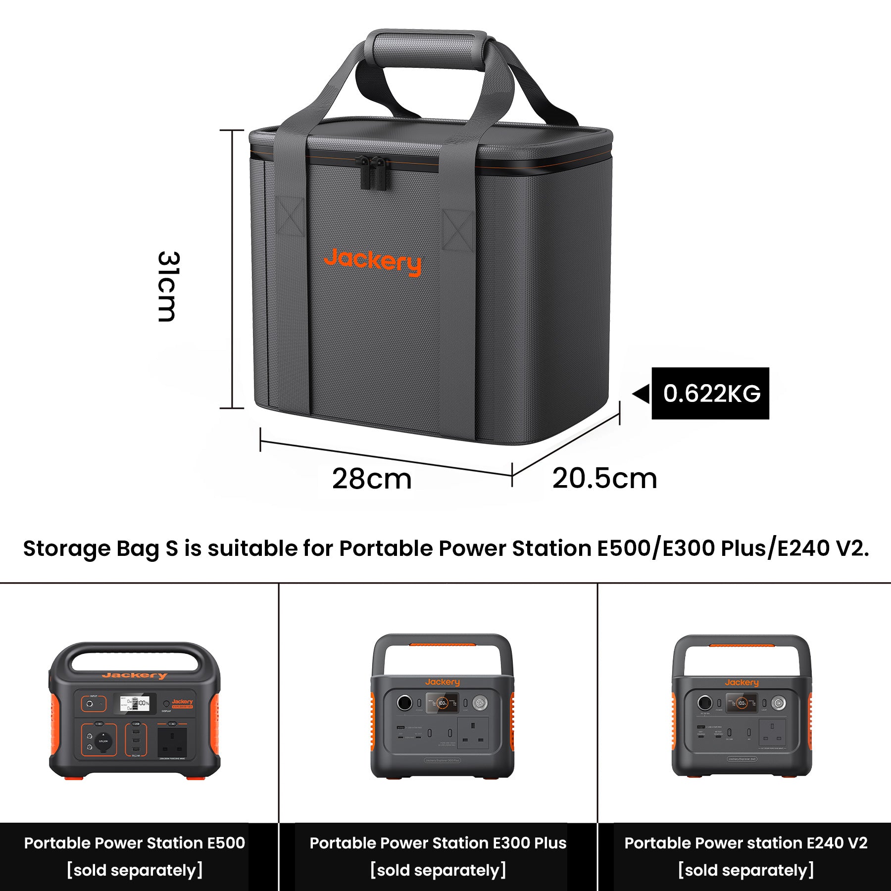 Jackery Upgraded Carrying Case Bag for Explorer 300 Plus/500/240 v2/240(S)